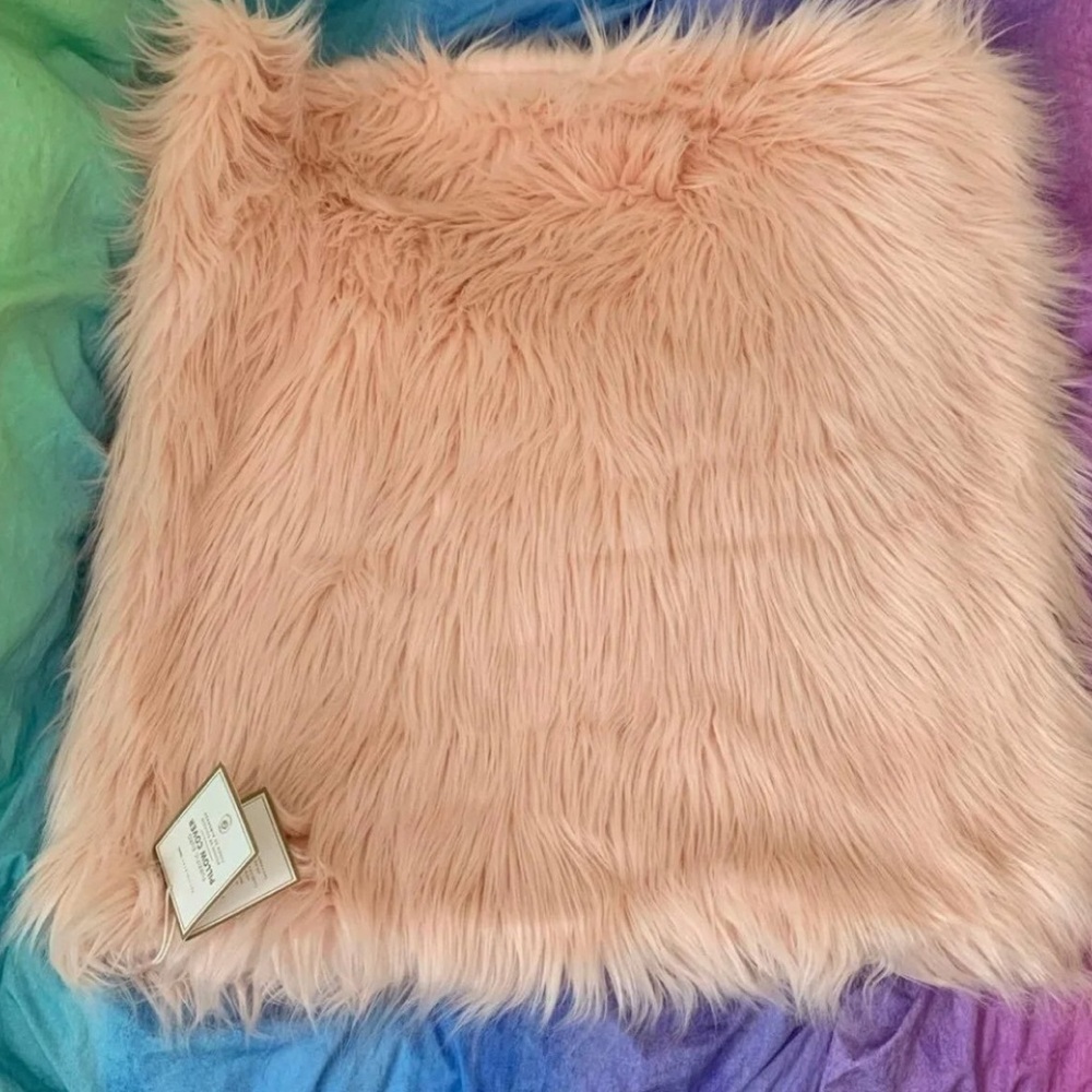 Fluffy Pink Faux Fur Pillow Euro 26 x 26  Pottery Barn